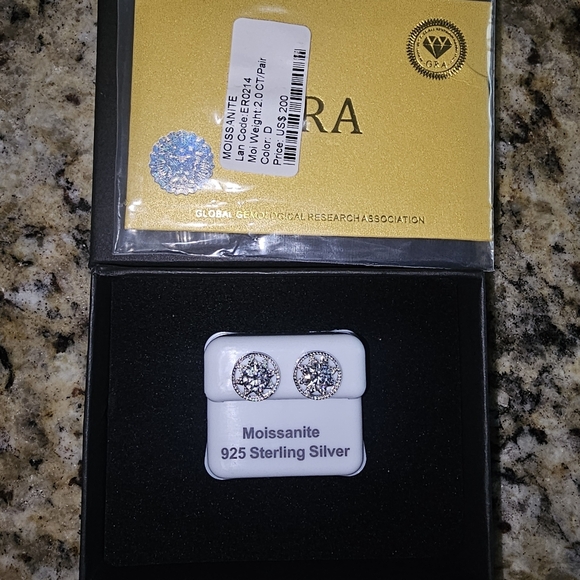 Jewelry - Elegant Moissanite 2.0 Ct 925 Sterling Silver Stud Earrings